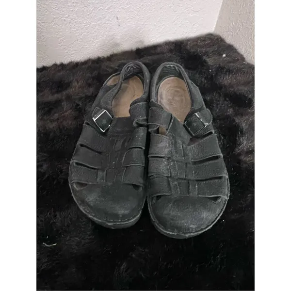 Birkenstock Footprints Madeira Black Leather Fisherman Sandals 40 9 - Image 2
