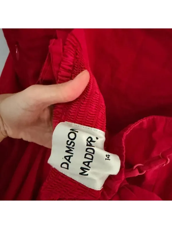 Damson Madder Iris Bow Midi Dress Red Size 10 - Image 9