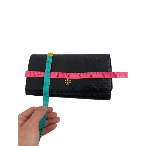 Tory Burch Marion Embossed black leather long envelope wallet - Image 5