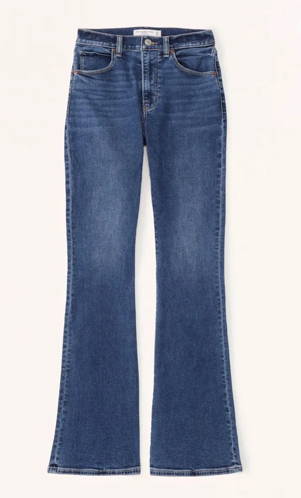 Abercrombie Curve Love Ultra High Rise Stretch Flare Jean - Dark Wash - Image 5
