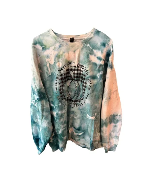 Pumpkin Spice Tie Dye Sweatshirt XL – Fall Boutique Crewneck - Image 2