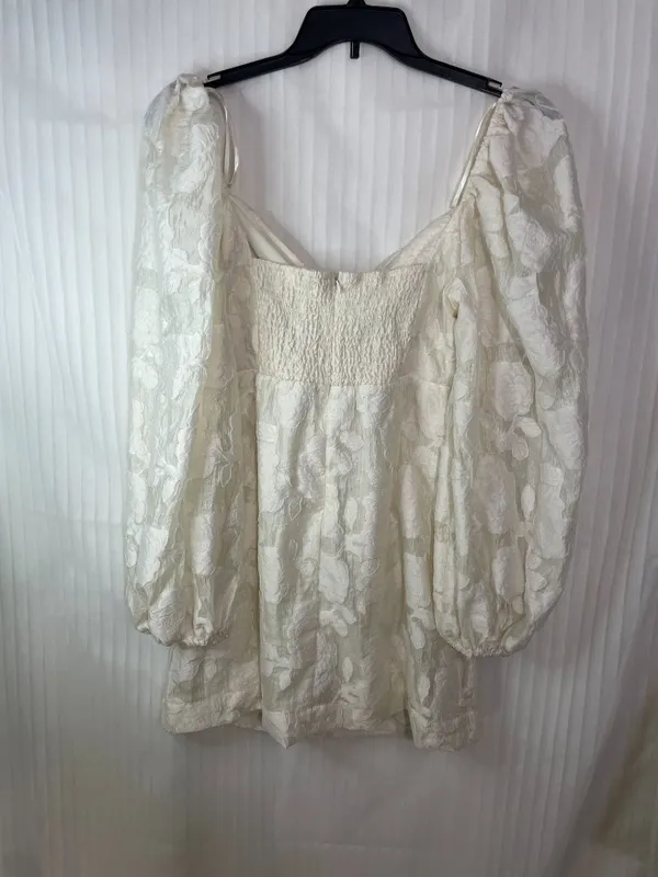 Mable XL Ivory Floral Jacquard Mini Dress Puff Sleeve Cottagecore Romantic - Image 9