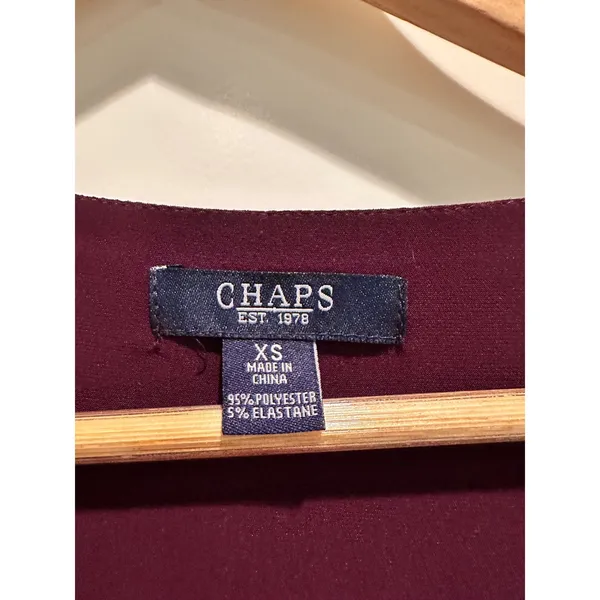 Chaps Womens XS Purple‎ Faux Wrap Ruched Sheath Dress 3/4 Sleeve V-Neck - Image 4