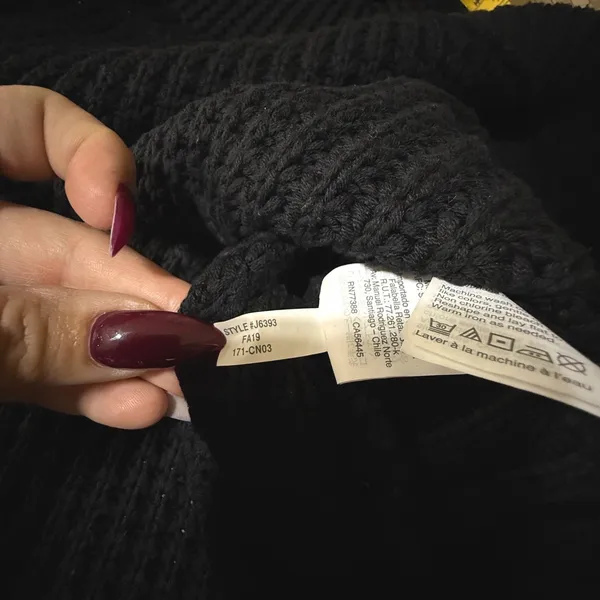 J.Crew Black Turtleneck Button Chunky Knit Poncho Sweater XS Roll‎ Neck Cotton - Image 4