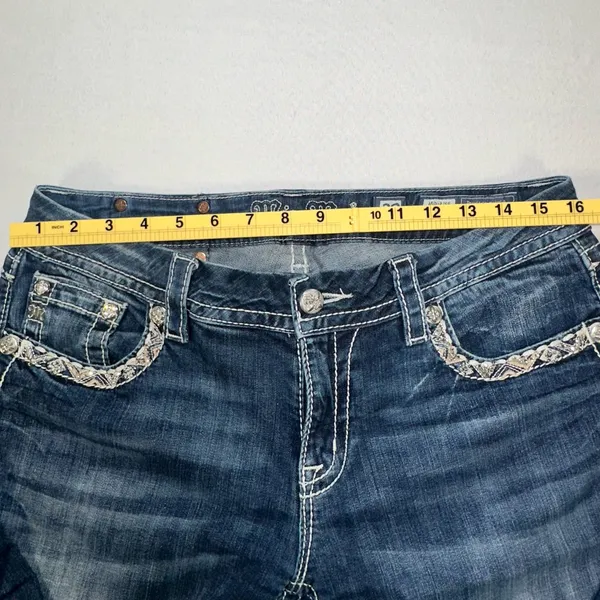 Miss Me Easy Cropped Jeans Women's 29 Dark Blue Stretch Denim Mid-Rise - Image 10