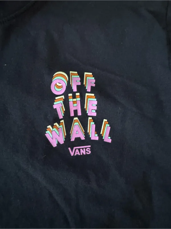 Vans Black Cropped T-Shirt with Checker Logo - Image 2
