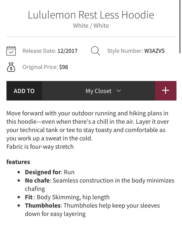 Lululemon Rest Less Hoodie White / White 6 - Image 10