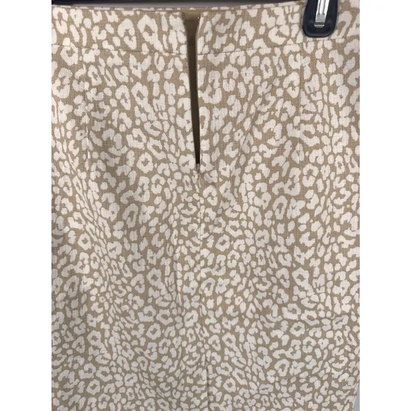 J.Crew Tan White Leopard Print Cotton Pencil Skirt Women 6 Professional Office - Image 5