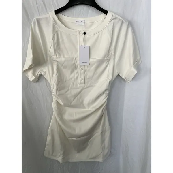 Lovers And Friends Flora Short Sleeve Ruched‎ WINTER White Mini Dress Sz M NWT - Image 2