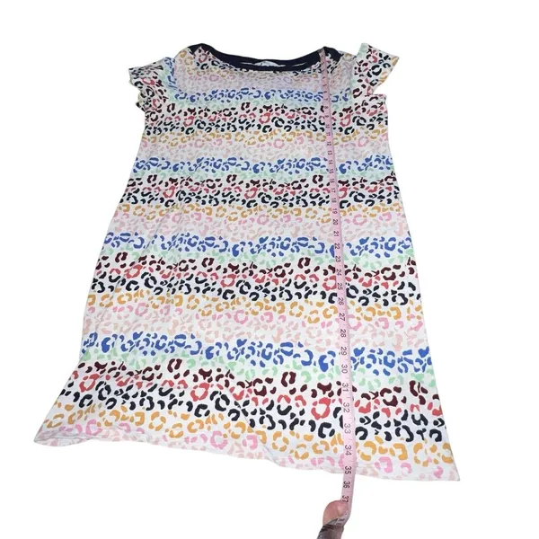 Boden Georgia T-Shirt Dress Jersey Leopard Rainbow Striped Multi Women Size 14R‎ - Image 7