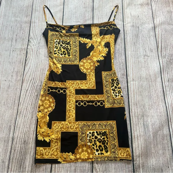 Windsor Wild Diva Chain Link Mini Party Dress Black‎ Cowl Neck Womens Size Small - Image 3