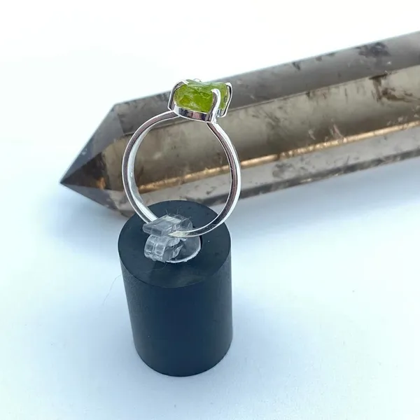 Natural Rough Green Apatite Rough Sterling Silver Ring Green - Image 3