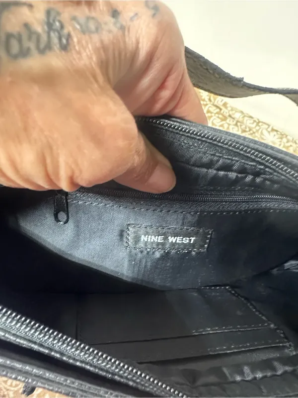 Nine West Black Shoulder Bag with Silver Hardware - Image 2