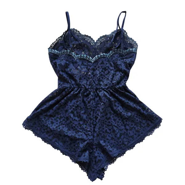 Victoria's Secret NWT Navy Blue Floral Lace Teddy Romper Lingerie 11098917 Small - Image 5