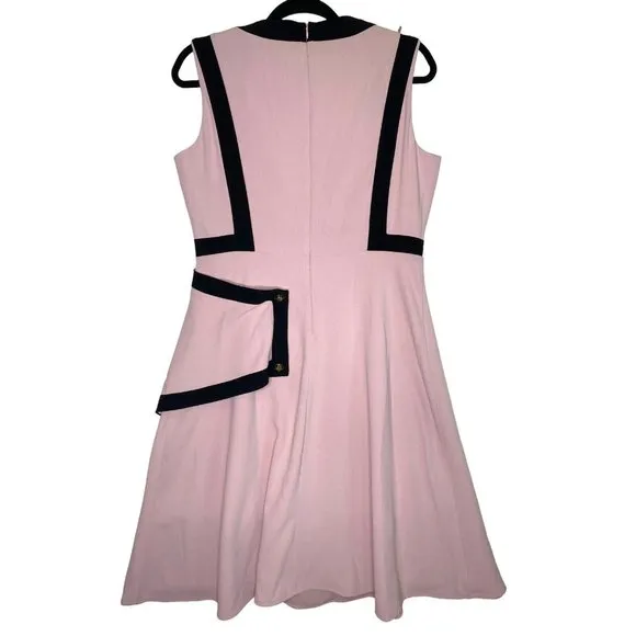 Misslook Pink Shift Dress size 10 Wrap Lined MIDI Business‎ Retro - Image 6