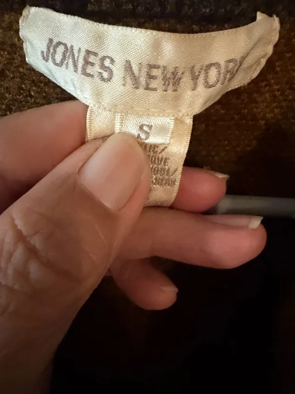 Jones New York Vintage-Inspired Navy and Mustard Button-Up Cardigan Sweater - Image 6