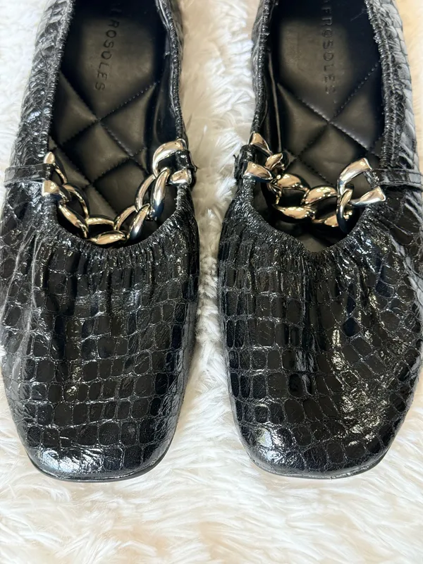 Aerosoles Snakeskin with Silver Chain Flats - Image 2