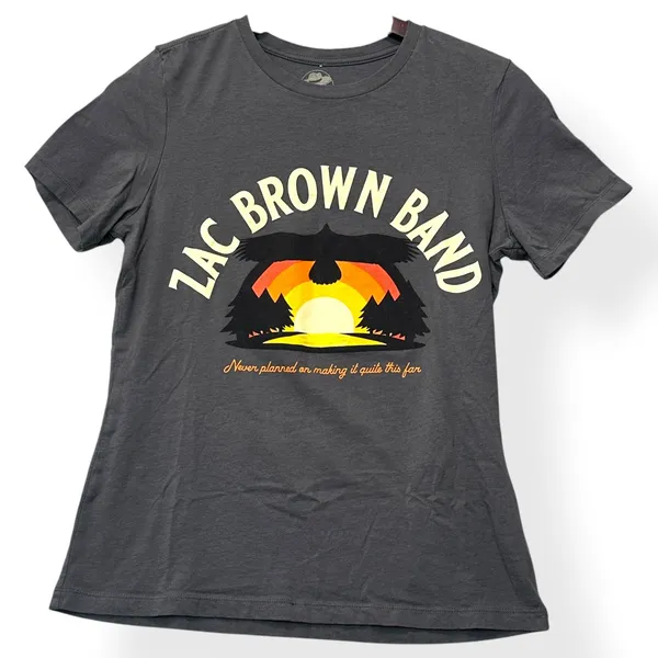 Zac Brown‎ Band Women T-Shirt Charcoal Small 2022 Tour Graphic Country Concert - Image 3