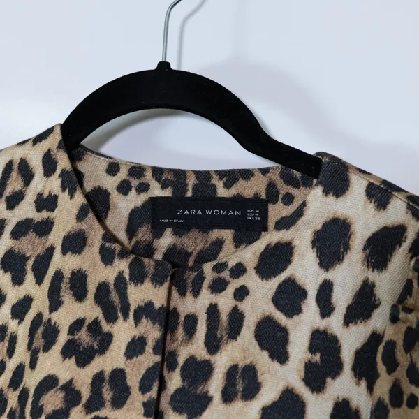 Zara Woman Cheetah Leopard Animal Print Pattern Snap Button Jacket Coat Medium - Image 2