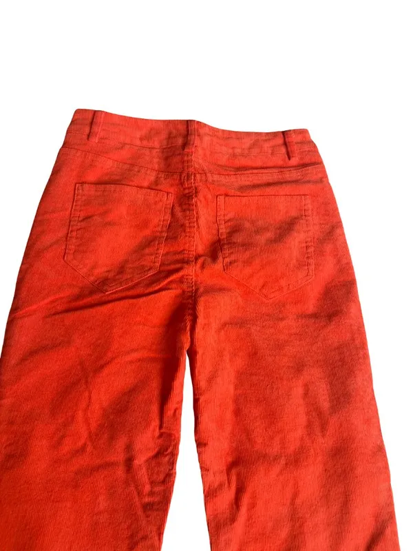 Edikted Bright Orange Corduroy Pants Flare Leg Casual Bold Size XS Women's NWT - Image 9