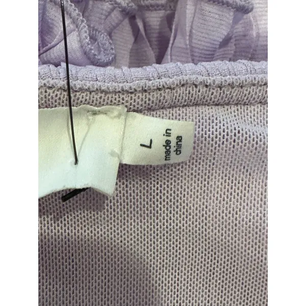 Astr The Label Women's Lavender Pintuck Tie Front Crop Top Ruffle L NWT - Image 9