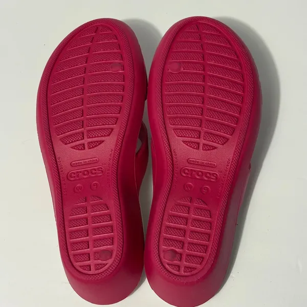 Crocs Meleen Twist Pink White Strappy Wedge Slide Sandals Womens 9 - Image 4