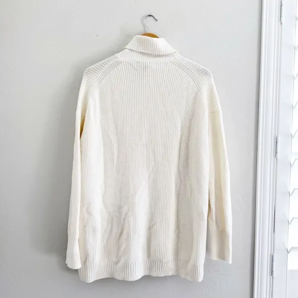 NEW J crew ribbed cotton cashmere relaxed turtleneck sweater in ivory Size M - Image 7