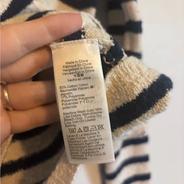 J. Crew Navy & White/Cream Striped Cozy Rollneck Pullover Sweater - Image 7