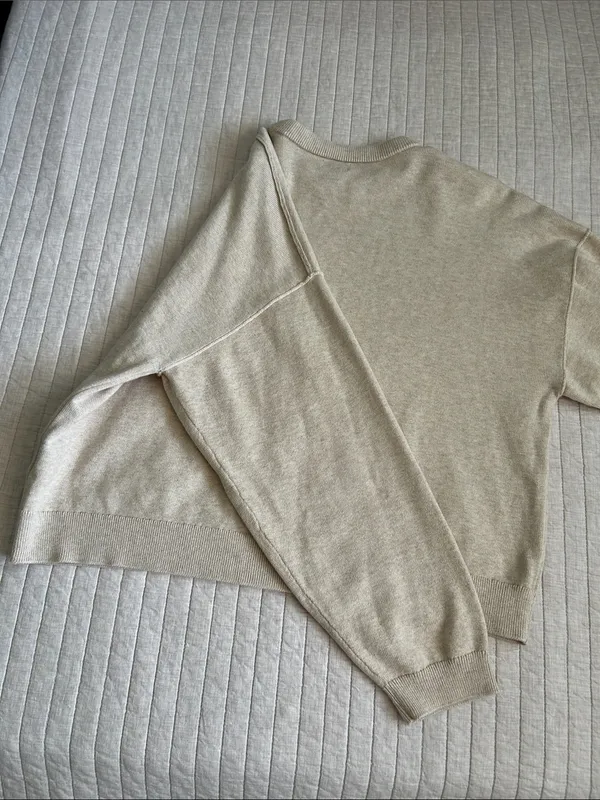 J. Crew Drop-shoulder oatmeal classic crew cotton boxy pullover sweater XL - Image 8