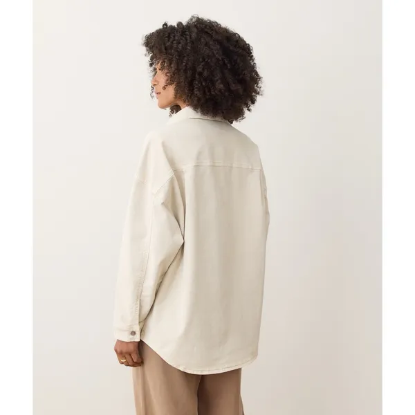 Marine Layer Molly Oversized Shirt Jacket Stone Beige Medium NWT Shacket $168 - Image 4
