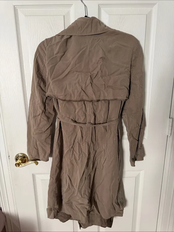 Women's Taupe Trench Coat 100% tencel log HR weight IPEKYOL size 10 - Image 4
