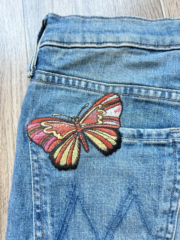 Mother Denim The Tripper Flare Jeans Embroidered Butterfly Wander Dust Y2K 28 - Image 12