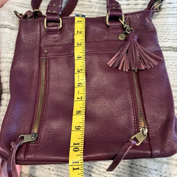 The Sak Wine Pebbled Leather Crossbody With Top Handles Purse Butter Soft EUC - Image 4