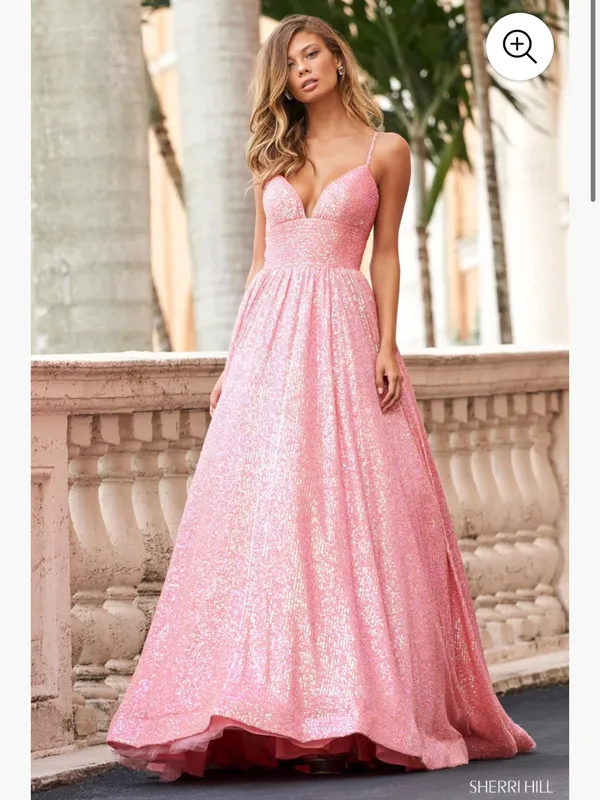 Authentic Sherri Hill 54261 Coral Glitter Ballgown pageant Prom Dress Size 0 - Image 3