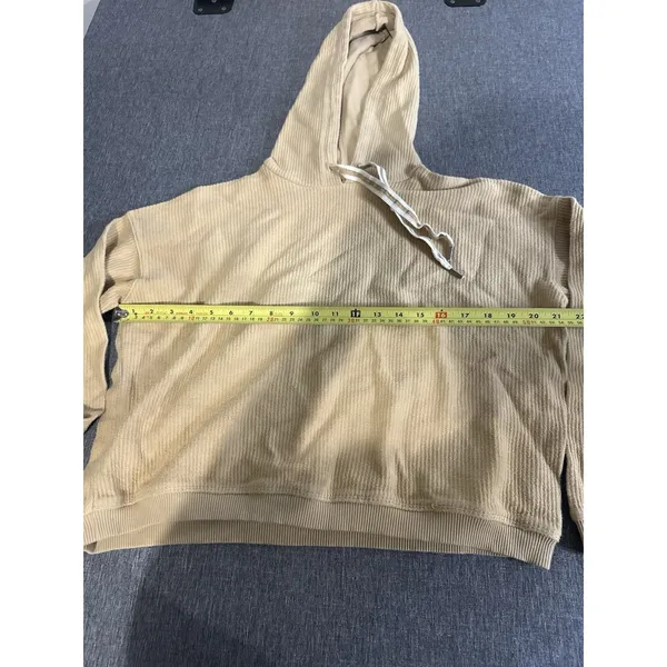 Aerie Tan Oversized Cropped Tan Ribbed Hoodie Womens Sz S - Image 6