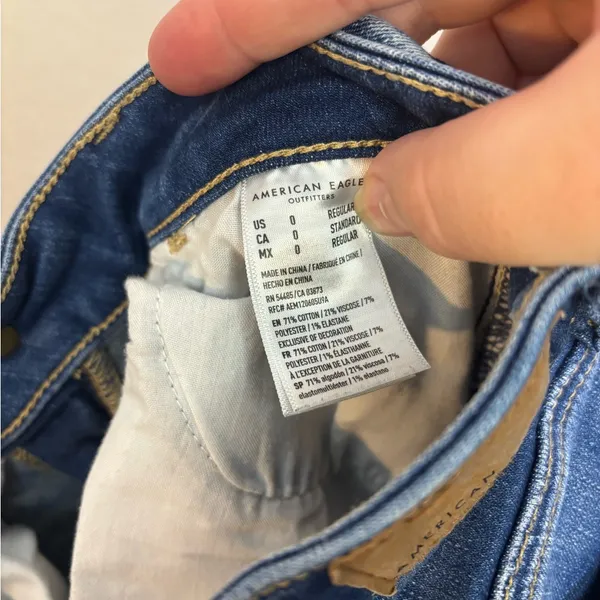 American Eagle Outfitters Distressed Ripped Blue Skinny Jeans Size 0 - Image 9
