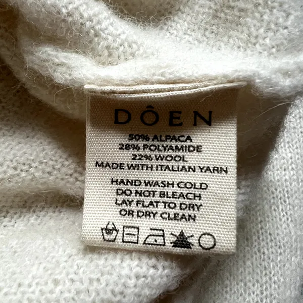 Doen Azaria Ivory Cream Sweater Size XS Alpaca Wool Ruffle Collar - Image 6