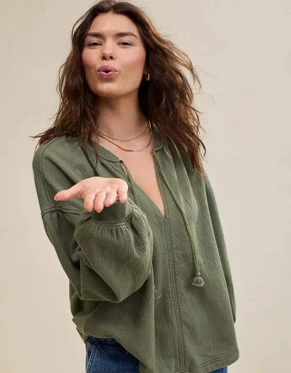 Aerie Easy Street Sweatshirt in Olive Green - Image 3