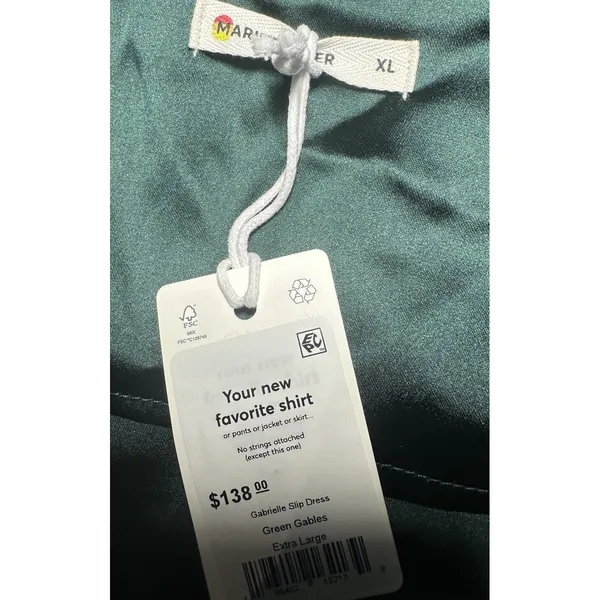 NWT Marine Layer Gabrielle Slip Dress Green Gables XL Maxi Satin Emerald - Image 9