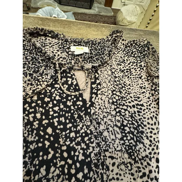 Anthropologie Maeve Womens Animal Print Jacquin Blouse Size Large Stretch - Image 5