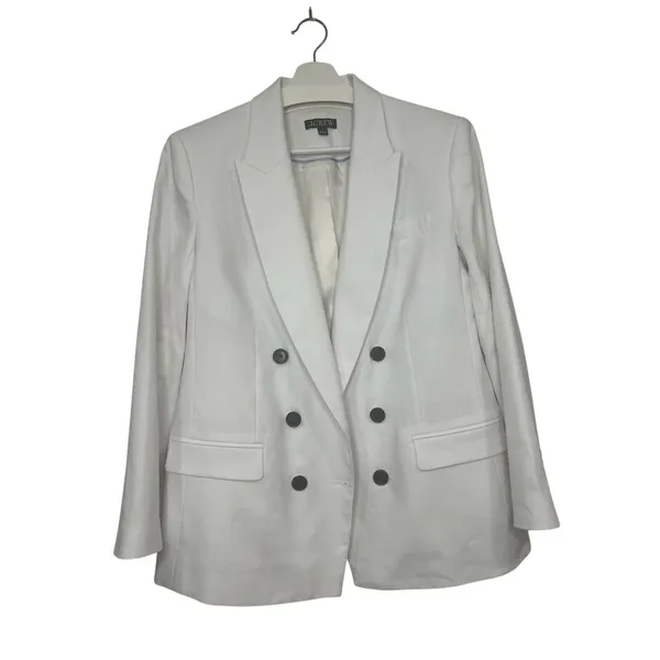 J.Crew White Linen Blazer - Preppy Coastal Grandmother Style Size 8 - Image 2