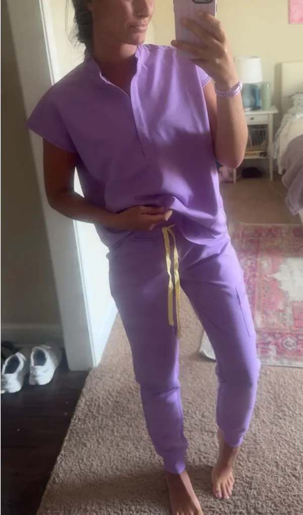 FIGS SET : Wild Iris Rafaela - Oversized Scrub Top™ XS / Wild Iris and Wild Iris Zamora - Tall Jogger Scrub Pant™ S - Tall / Wild Iris - Image 2