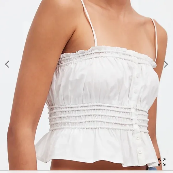Madewell Smocked Button-Front Top in Poplin in Eyelet White Size Small NWT - Image 4