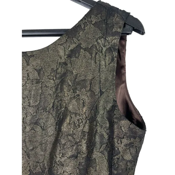 MM Couture By Miss Me Brown Gold Shimmer Lace Plunging Back A-line Dress S NWT - Image 4