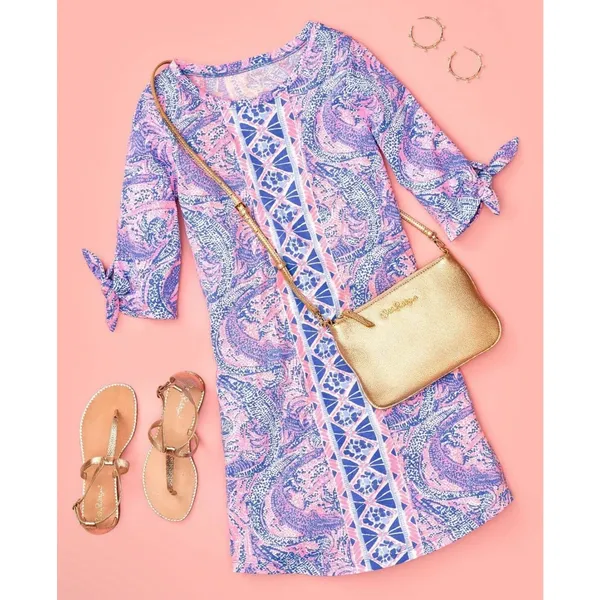 Lilly Pulitzer Size XS Preston A-Line Dress‎ Gator Geometric 100% Pima Cotton - Image 2