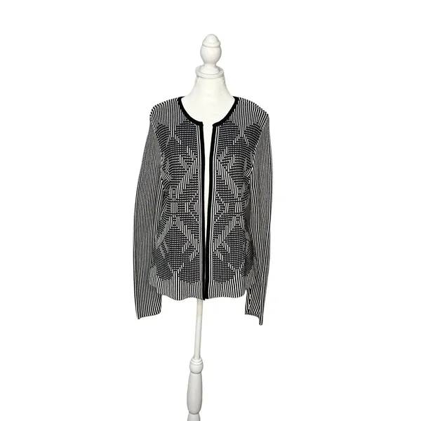 Pendleton Open Front Geometric Print Cardigan Sweater Size: Med - Image 2