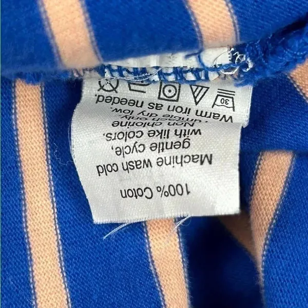 J Crew boatneck royal blue pink‎ stripe long sleeve cotton tee shirt top tunic - Image 5