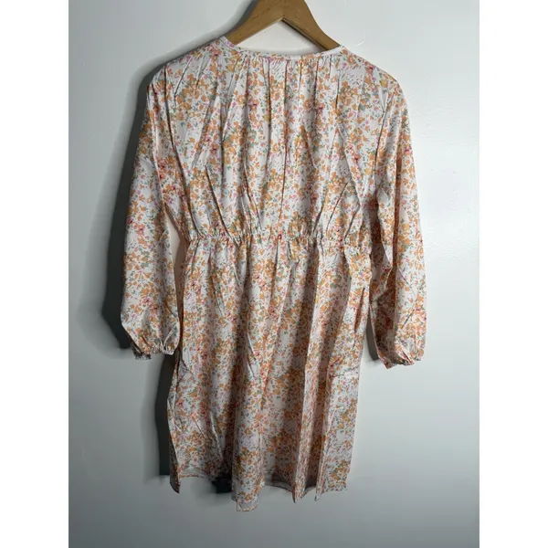 NEW‎ Floral Smocked Babydoll Dress V-Neck Cottagecore Boho Mini Medium Whimsical - Image 3