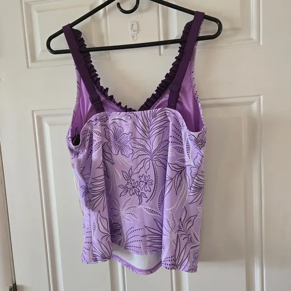 ZeroXposur Tankini Swimsuit Women Large Purple Floral Swim Skirt 2 Piece NWT - Image 4