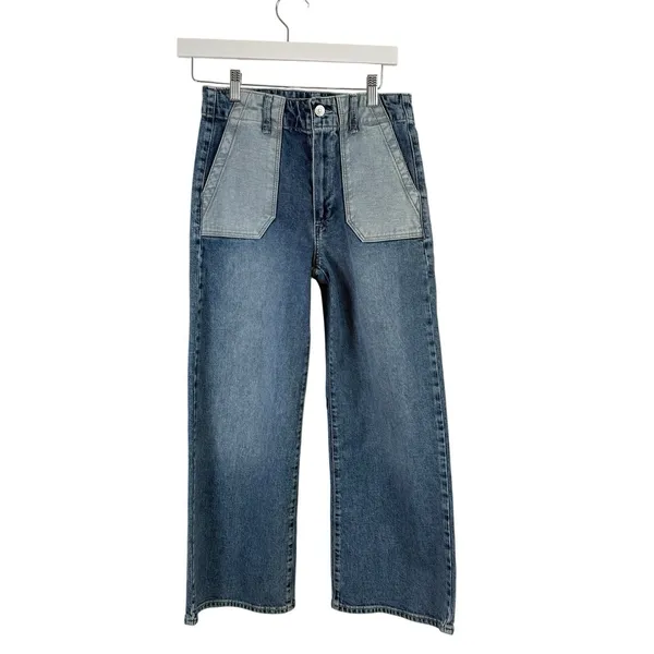 Paige Denim Sasha Ankle Saylor Distressed Jean Utility Pockets Wide Leg Women 27 - Image 2